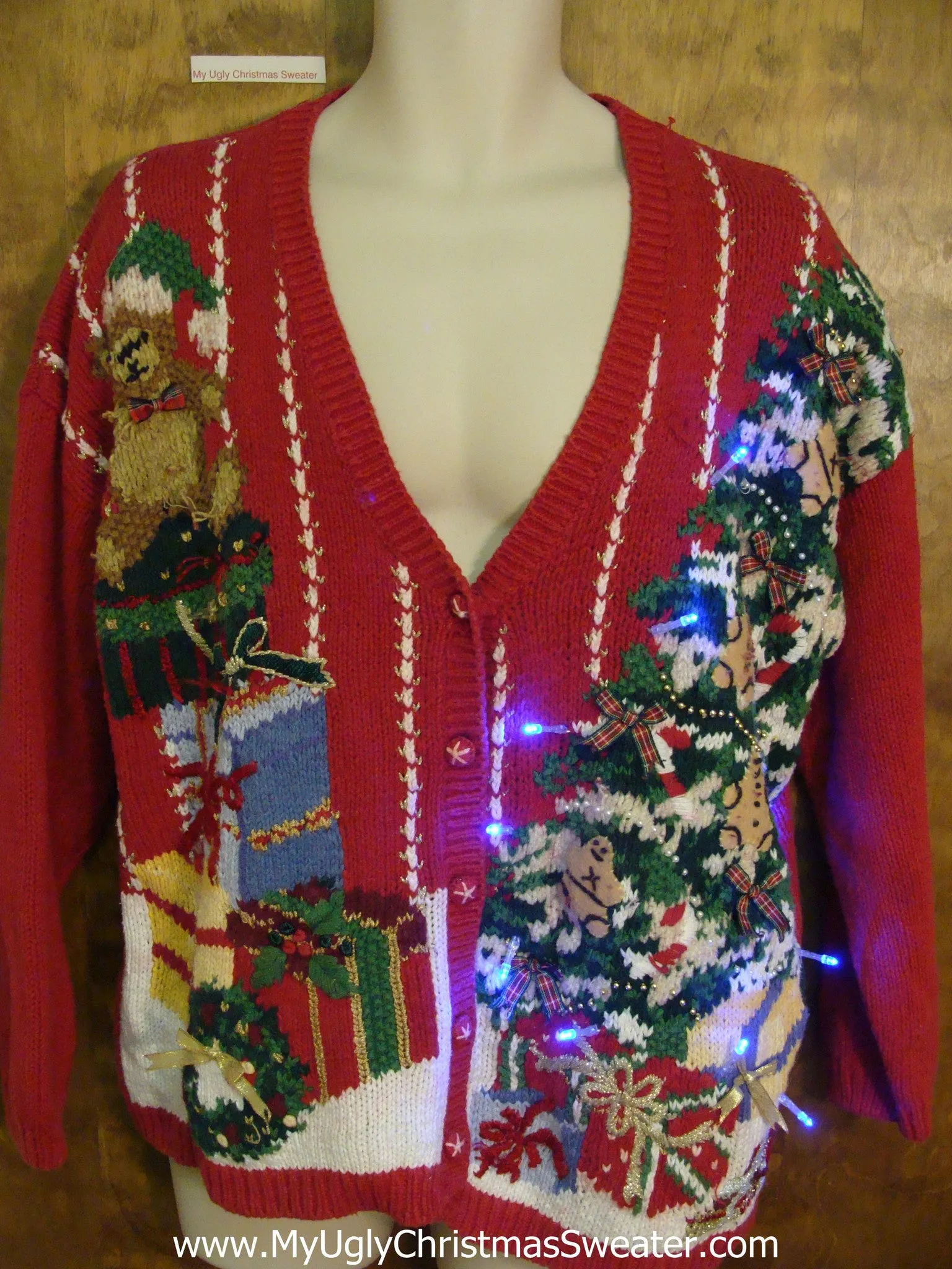 Ugliest Striped Light Up Ugly Xmas Sweater