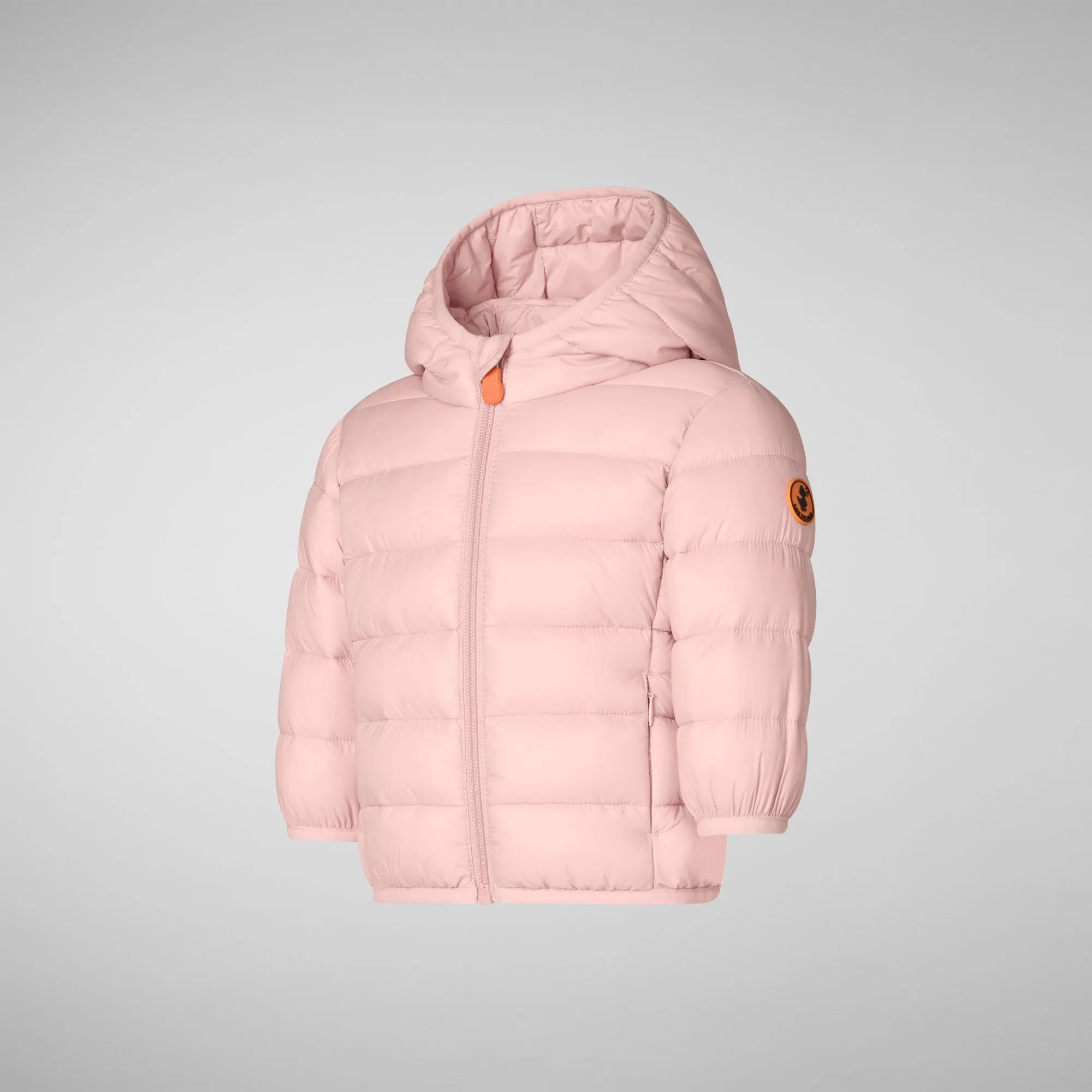 Unisex kids' animal free puffer jacket WAlly in blush pink