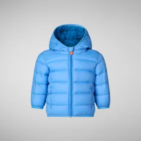 Unisex kids' animal free puffer jacket WAlly in cerulean blue