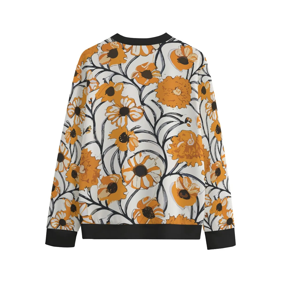 Vampire Art Art Nouveau Vintage Floral Unisex O-neck Sweatshirt | 100% 310GSM Cotton - Orange and White