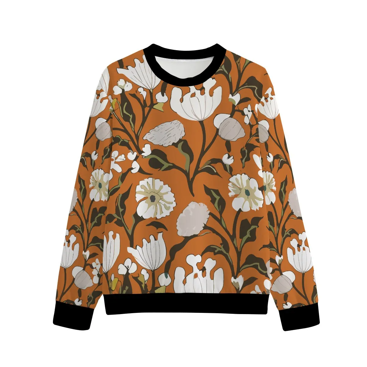 Vampire Art Art Nouveau Vintage Floral Unisex O-neck Sweatshirt | 100% 310GSM Cotton - Orange