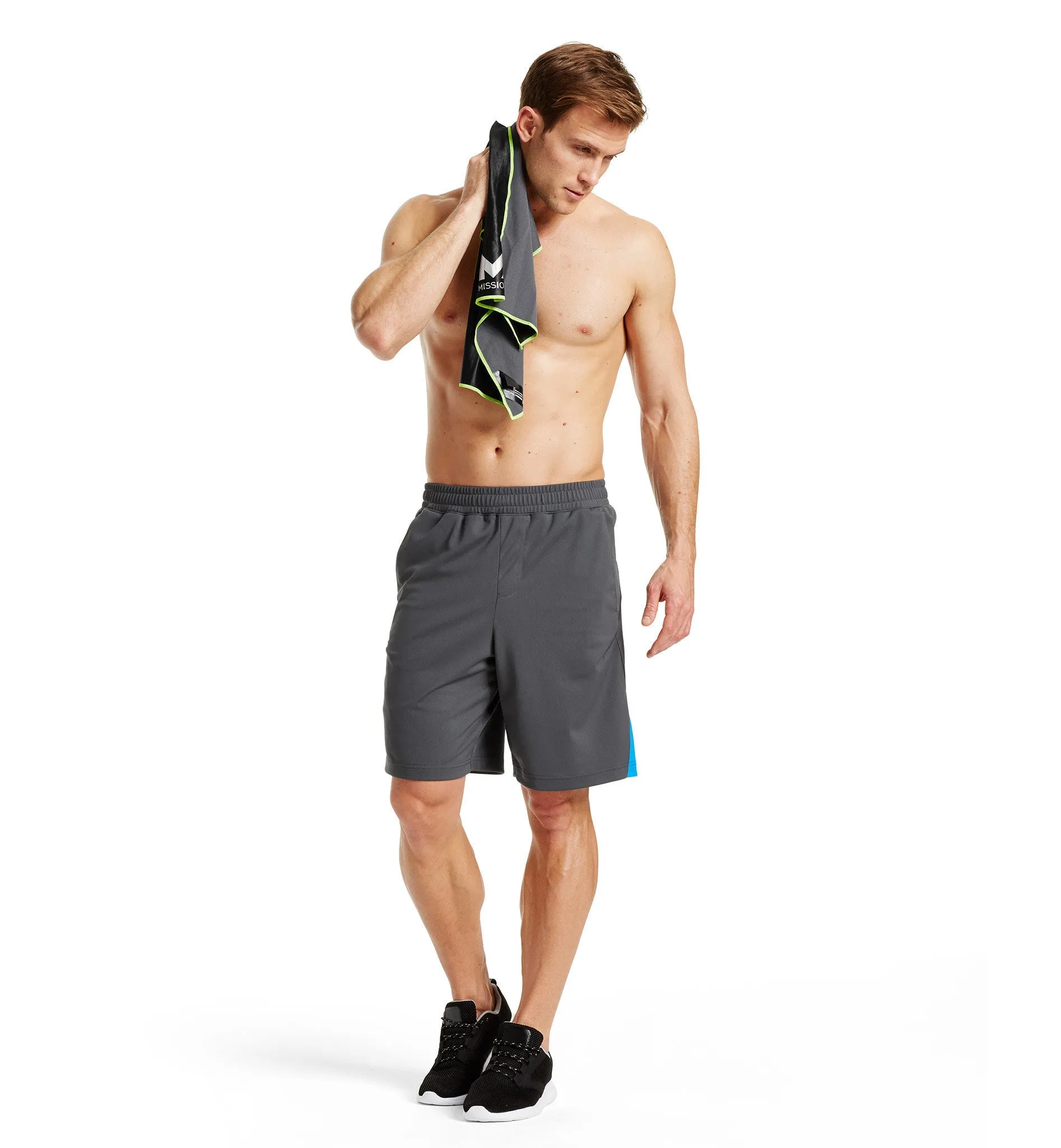 VaporActive Element 9" Training Shorts | Iron Gate / Bright Blue