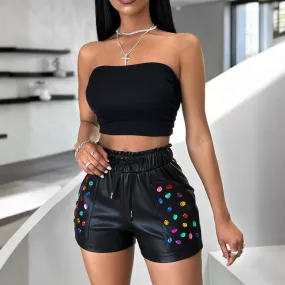 Vegan Leather Jemstone Shorts