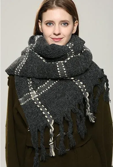 VIGROCK C22 Knit Wool Long Scarf for Women