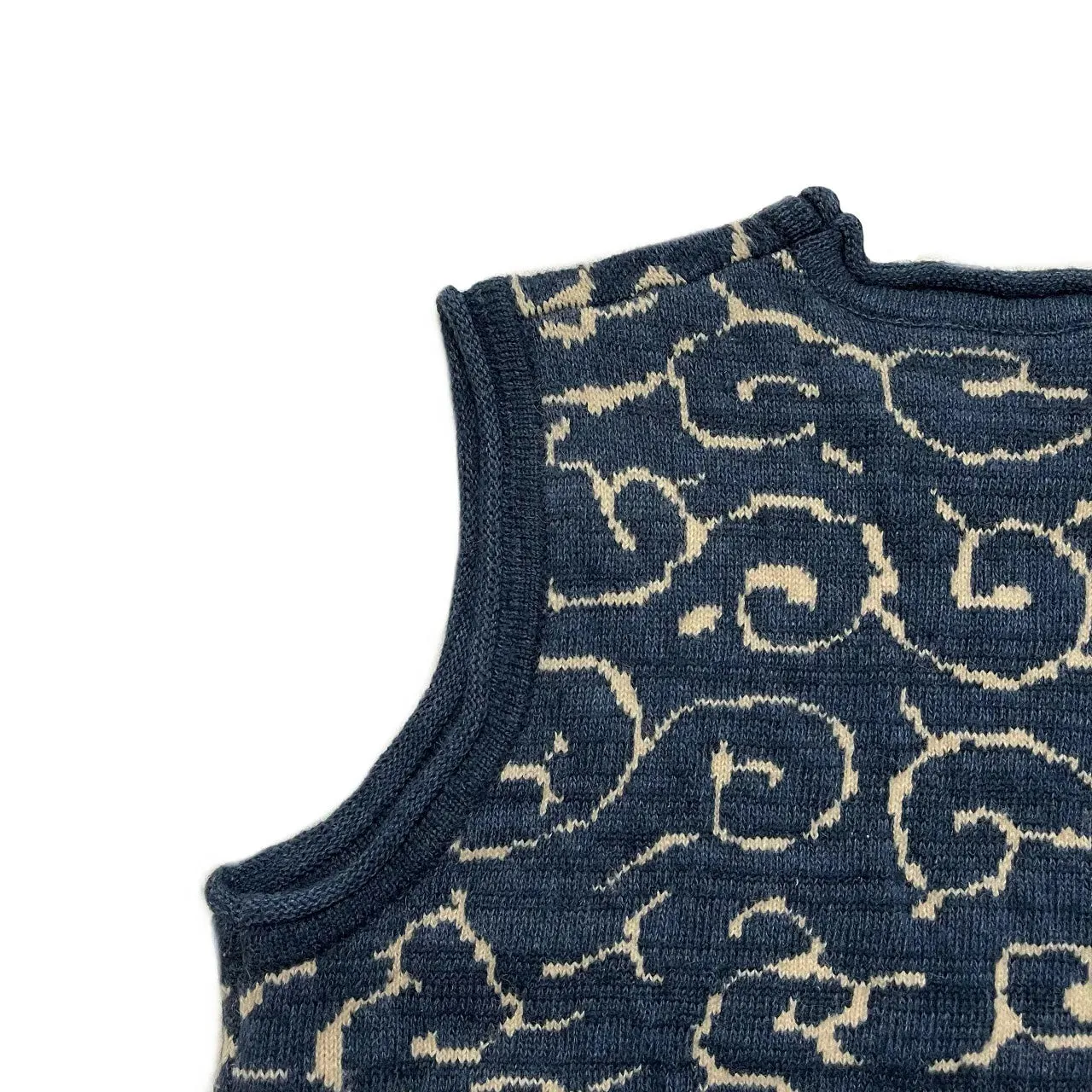 Vintage Knitted Sweater with Japanese Ancient Sleeveless Vest - Tang Blue