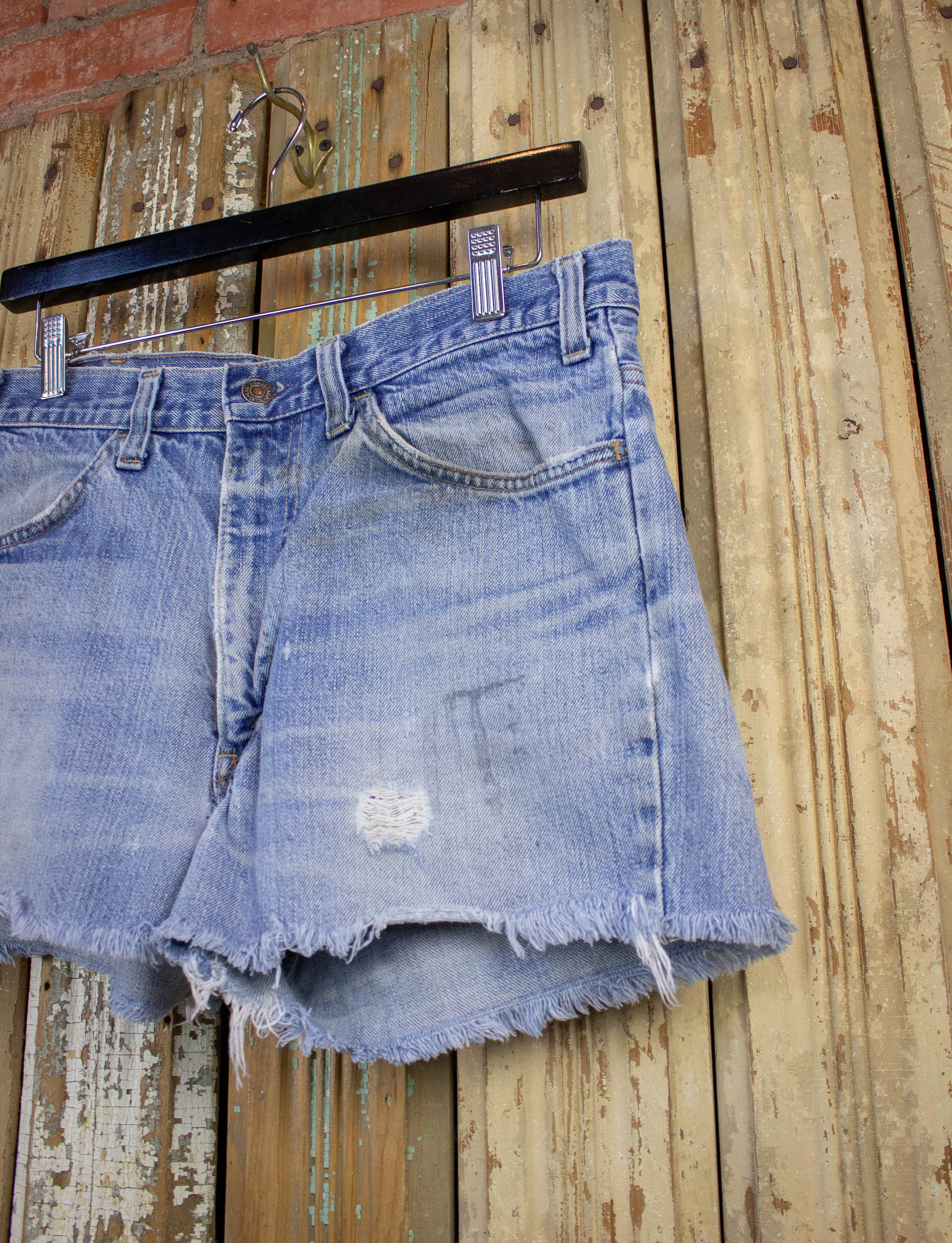 Vintage Levi's Orange Tab Cutoff Denim Shorts 70s Light Wash 31w