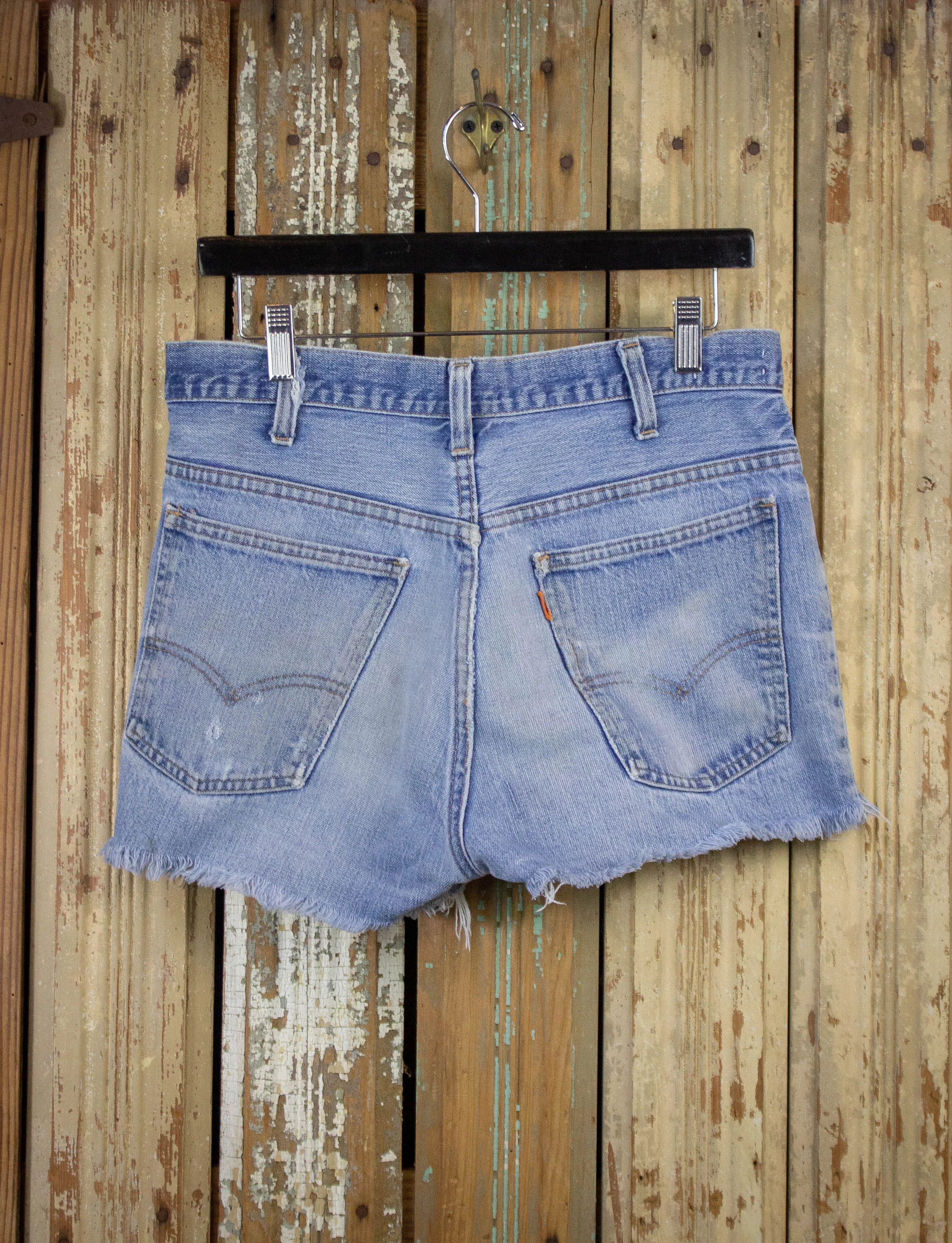 Vintage Levi's Orange Tab Cutoff Denim Shorts 70s Light Wash 31w