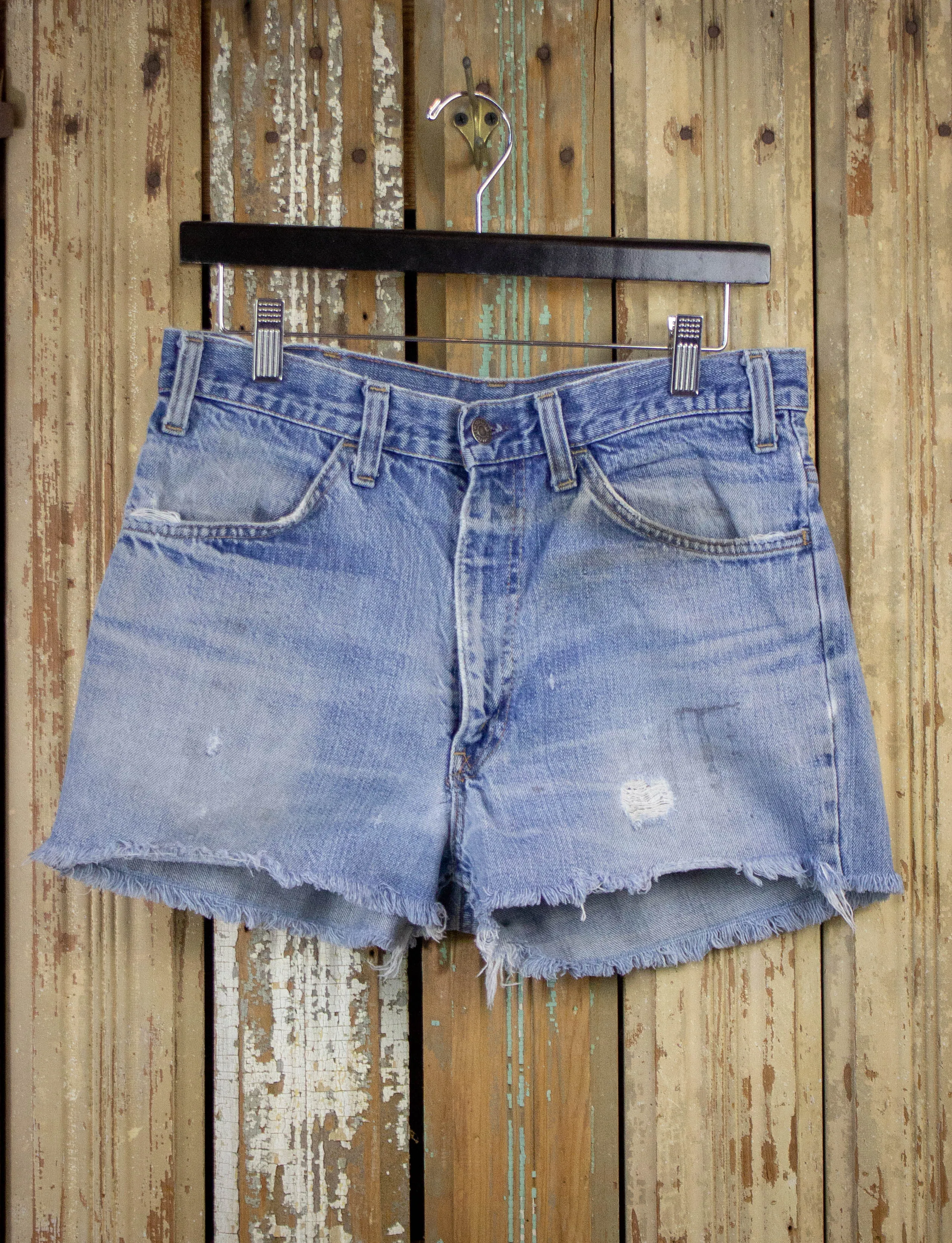 Vintage Levi's Orange Tab Cutoff Denim Shorts 70s Light Wash 31w