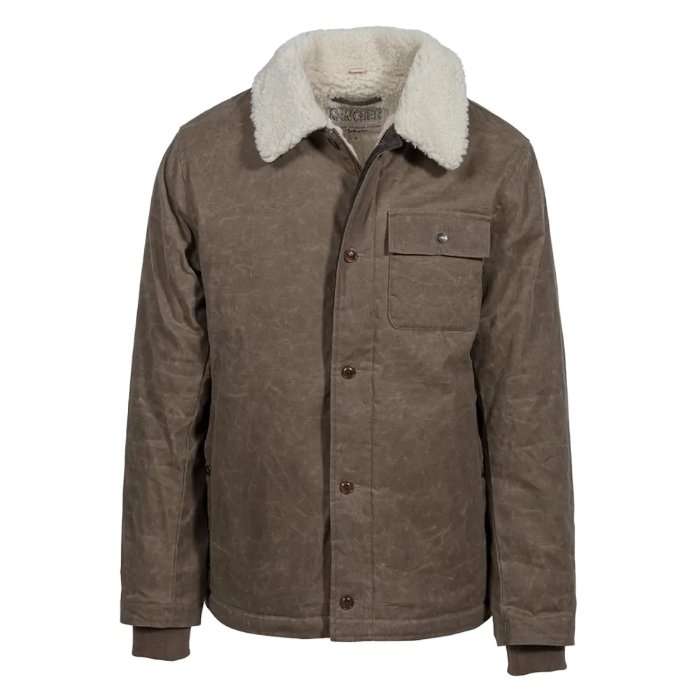 Waxed Cotton Work Jacket with Sherpa Collar