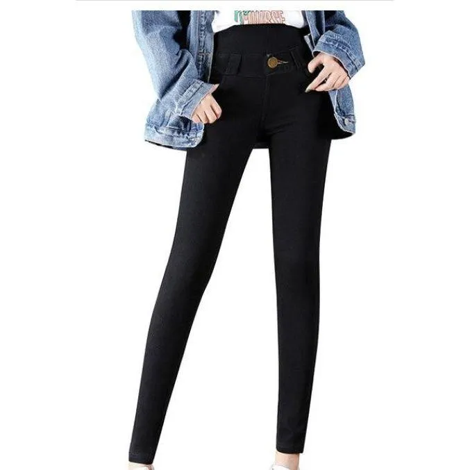 Woman Thermal Fleece High-Waist High Stretch Skinny Jeggings