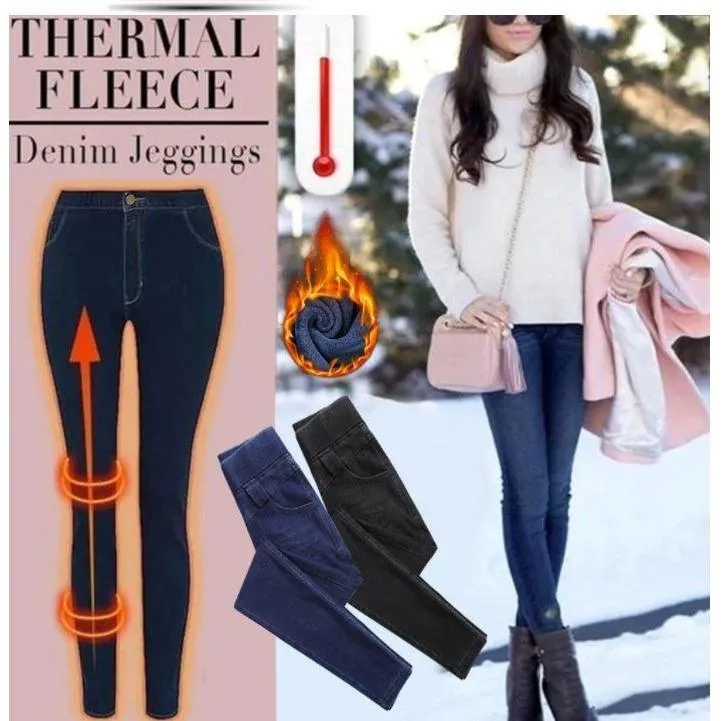 Woman Thermal Fleece High-Waist High Stretch Skinny Jeggings