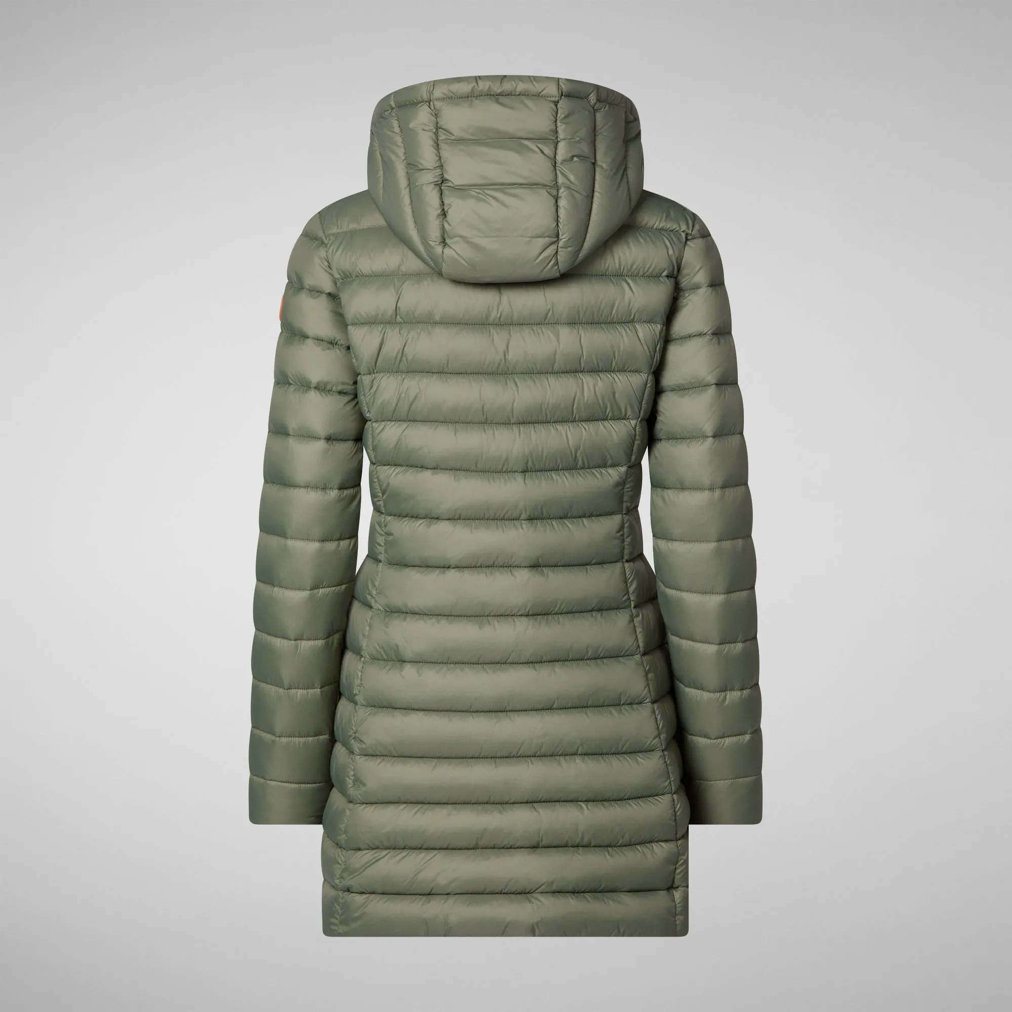 Woman's animal free hooded puffer jacket Carol in swamp green