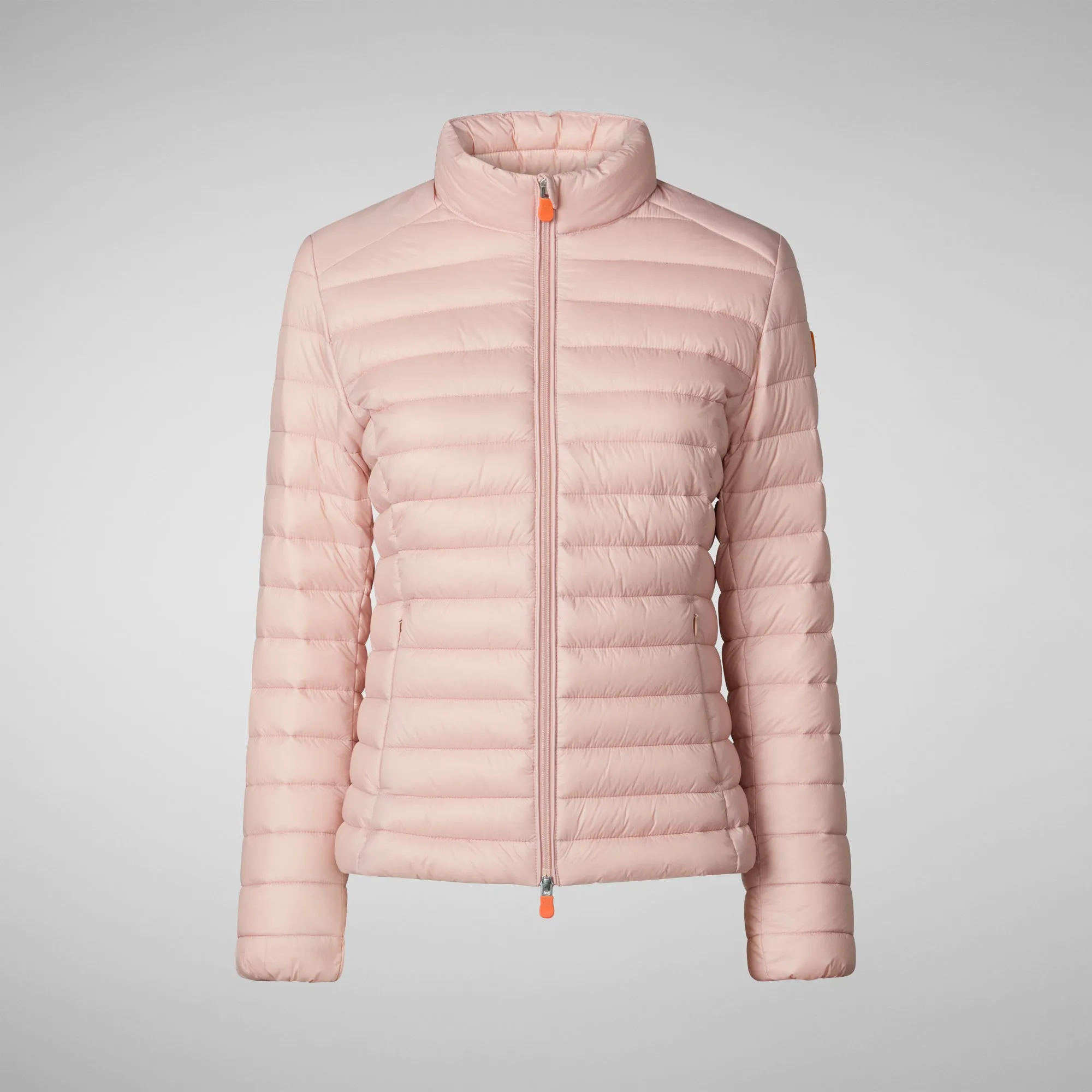 Woman's animal free puffer jacket Carly in blush pink