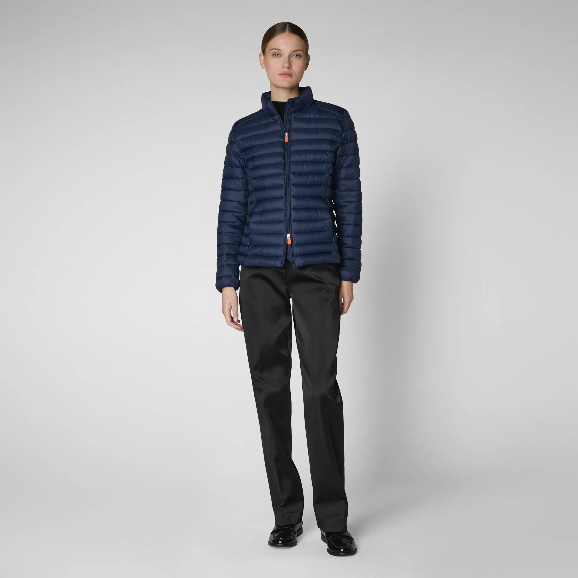 Woman's animal free puffer jacket Carly in navy blue