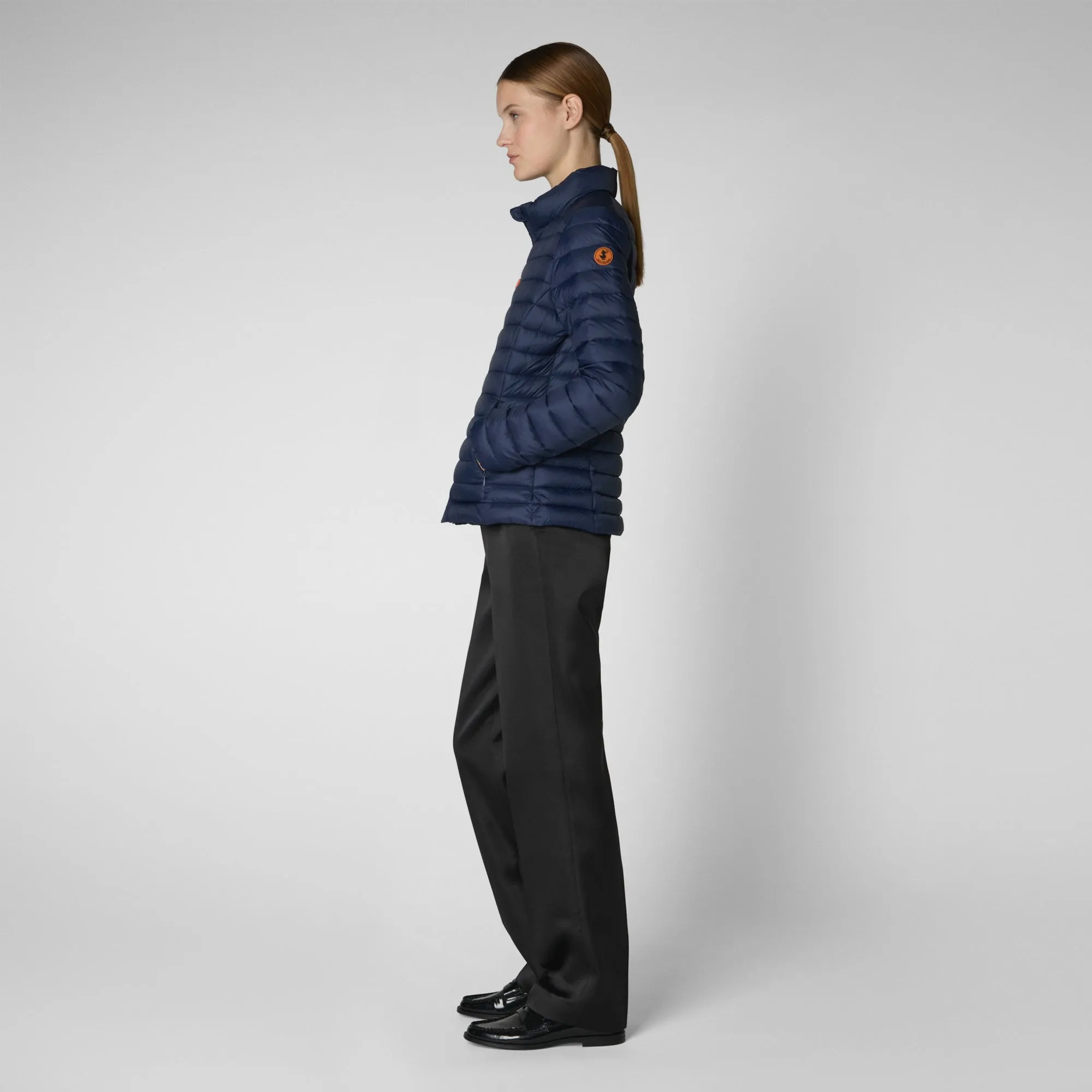 Woman's animal free puffer jacket Carly in navy blue