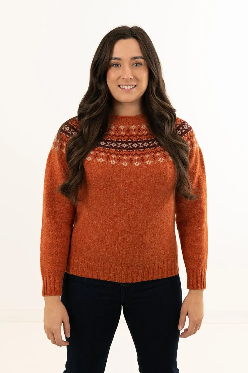 Womens Croft II Yoke Fair Isle Jumper - Orange