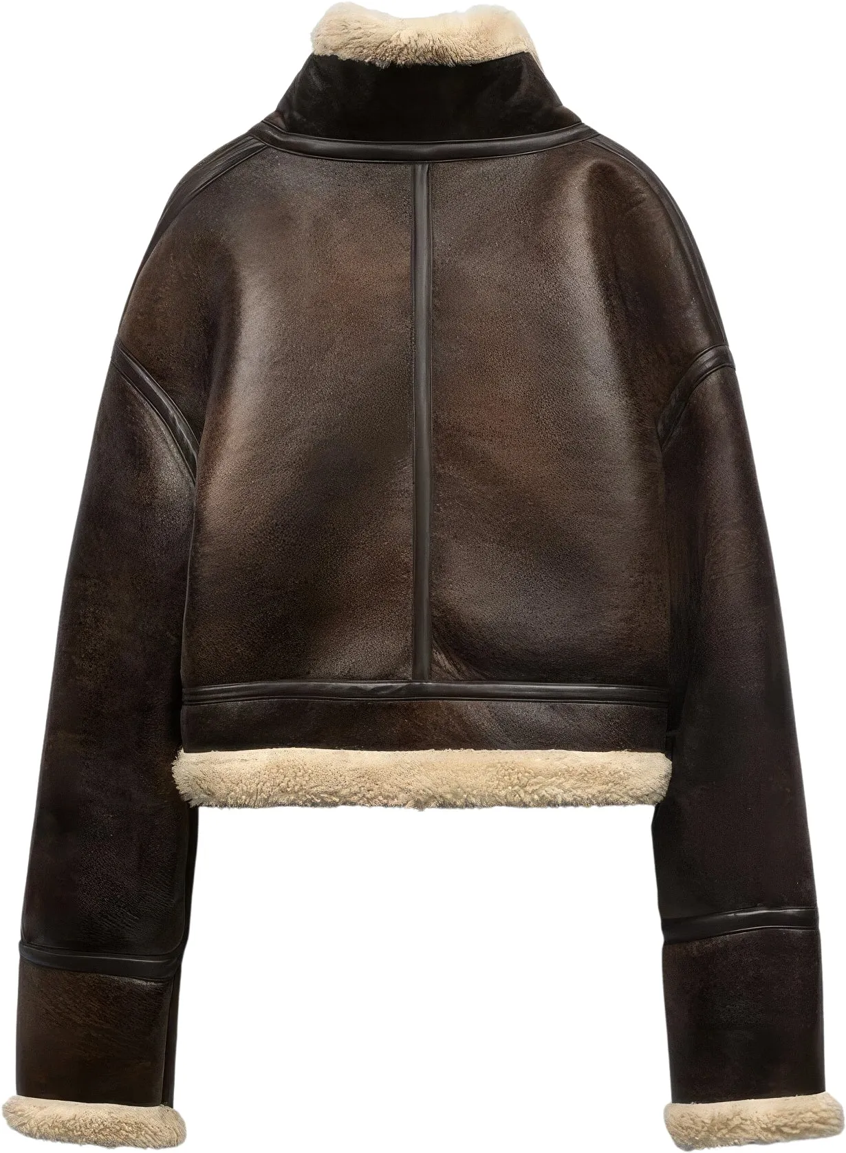 Women’s Distressed Brown Genuine Lambskin Sherpa Shearling Faux Fur Lined Moto Biker Fashion Winter Thick Bomber Leather Jacket