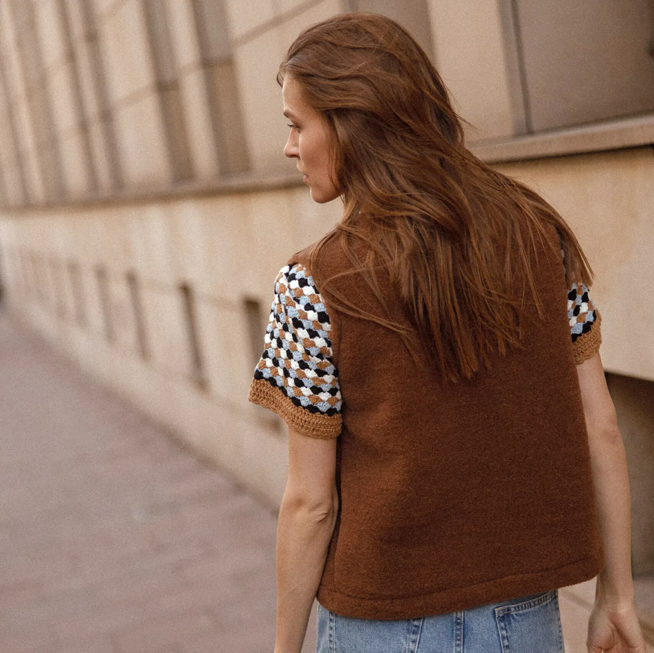 Women's Fleece Vest - 100% Wool - Beige