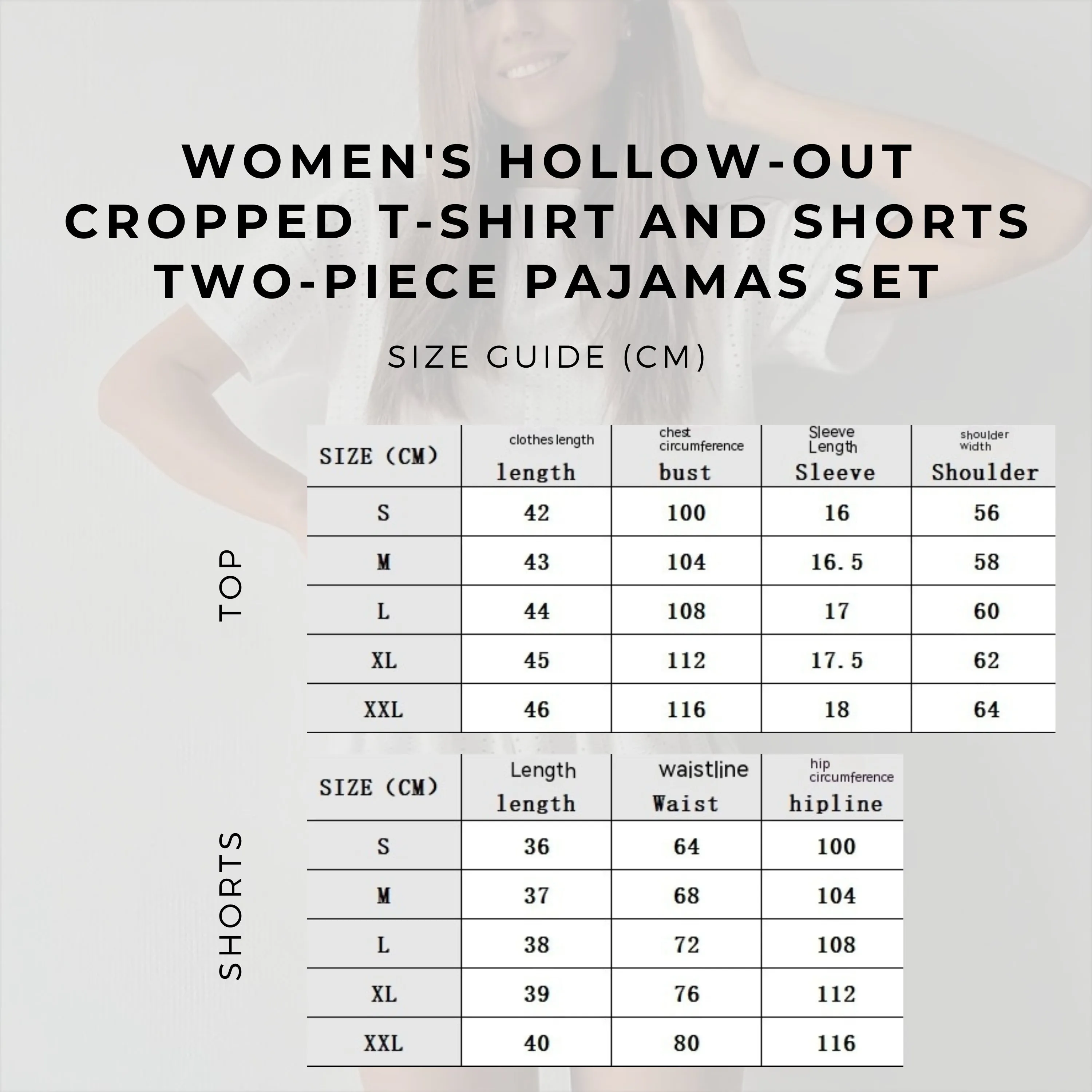 Women's Hollow-out Cropped T-Shirt and Shorts Two-piece Pajamas Set