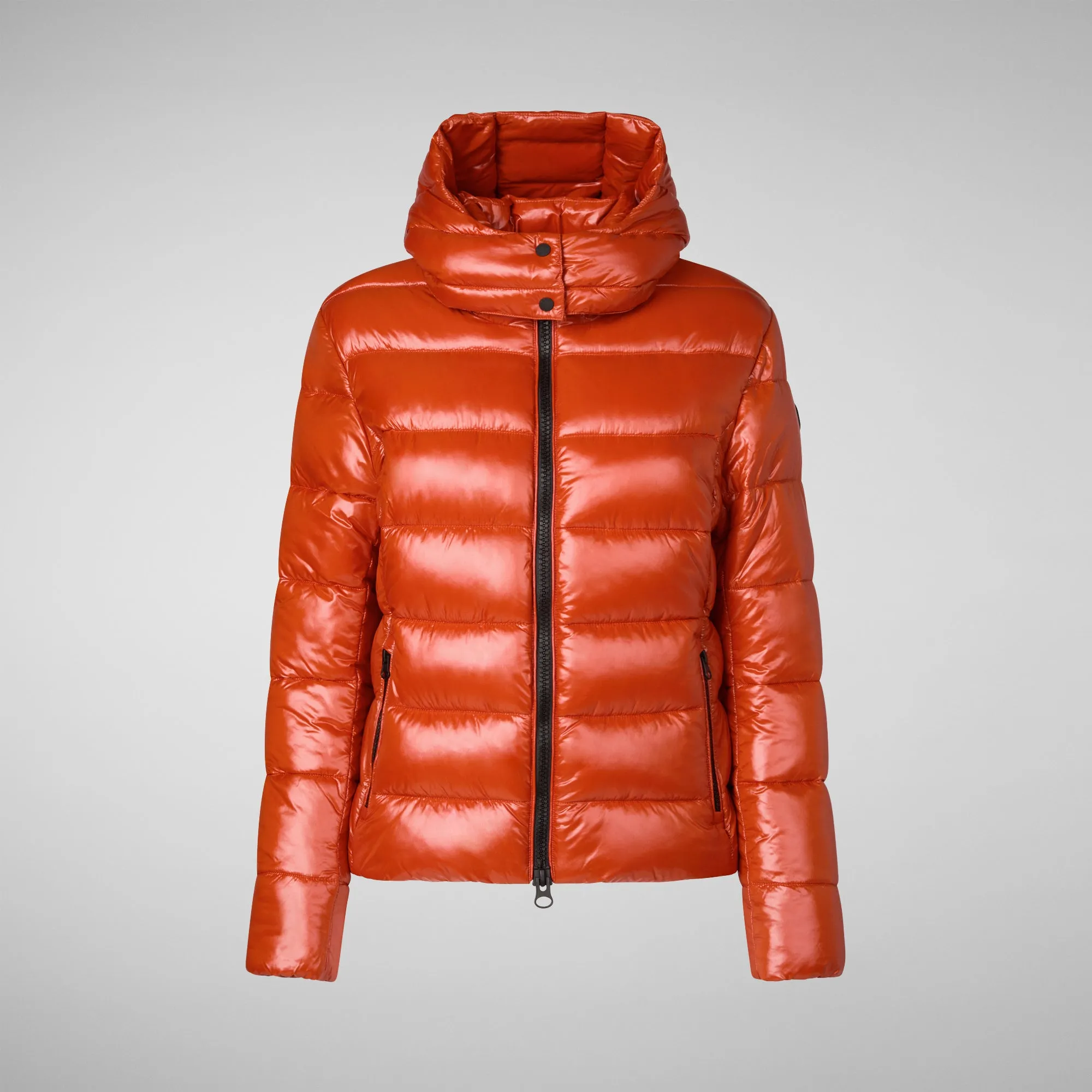 Women's Hooded Puffer Jacket Cosmary in Maple Orange