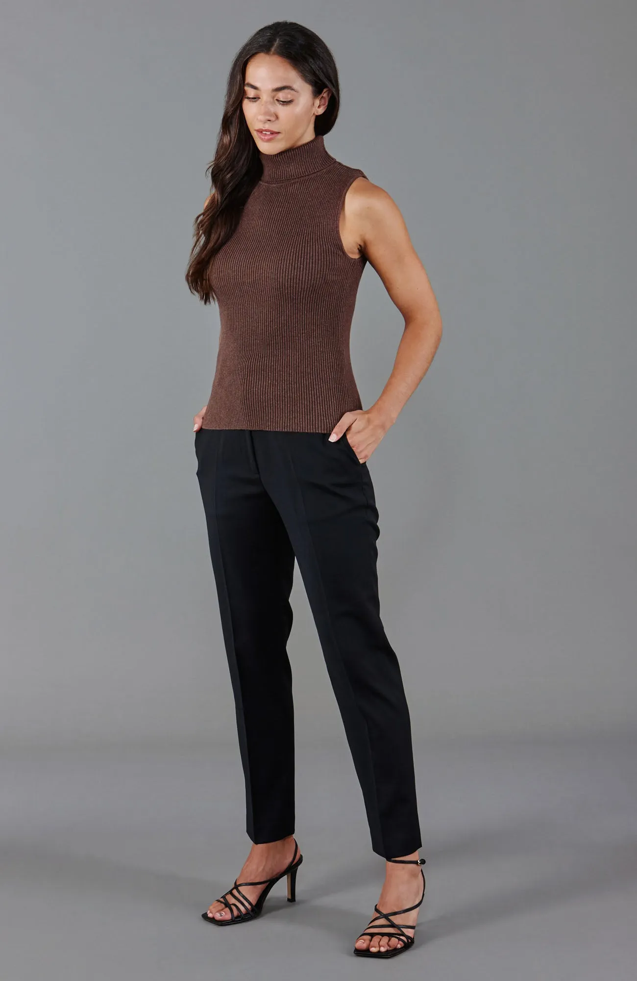 Womens Lightweight 100% Cotton Roll Neck Sleeveless Jumper