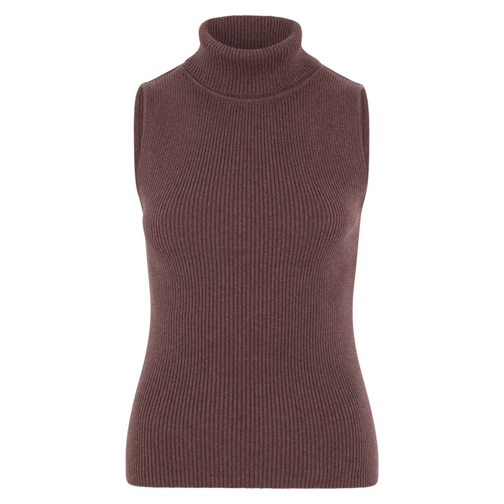 Womens Lightweight 100% Cotton Roll Neck Sleeveless Jumper