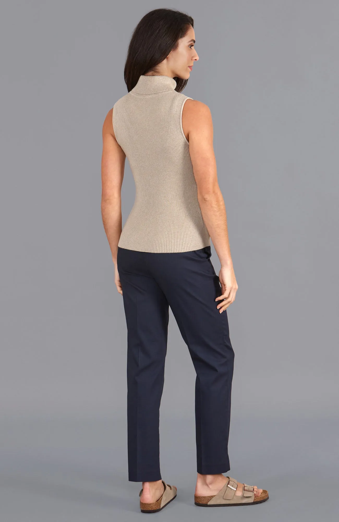 Womens Lightweight 100% Cotton Roll Neck Sleeveless Jumper