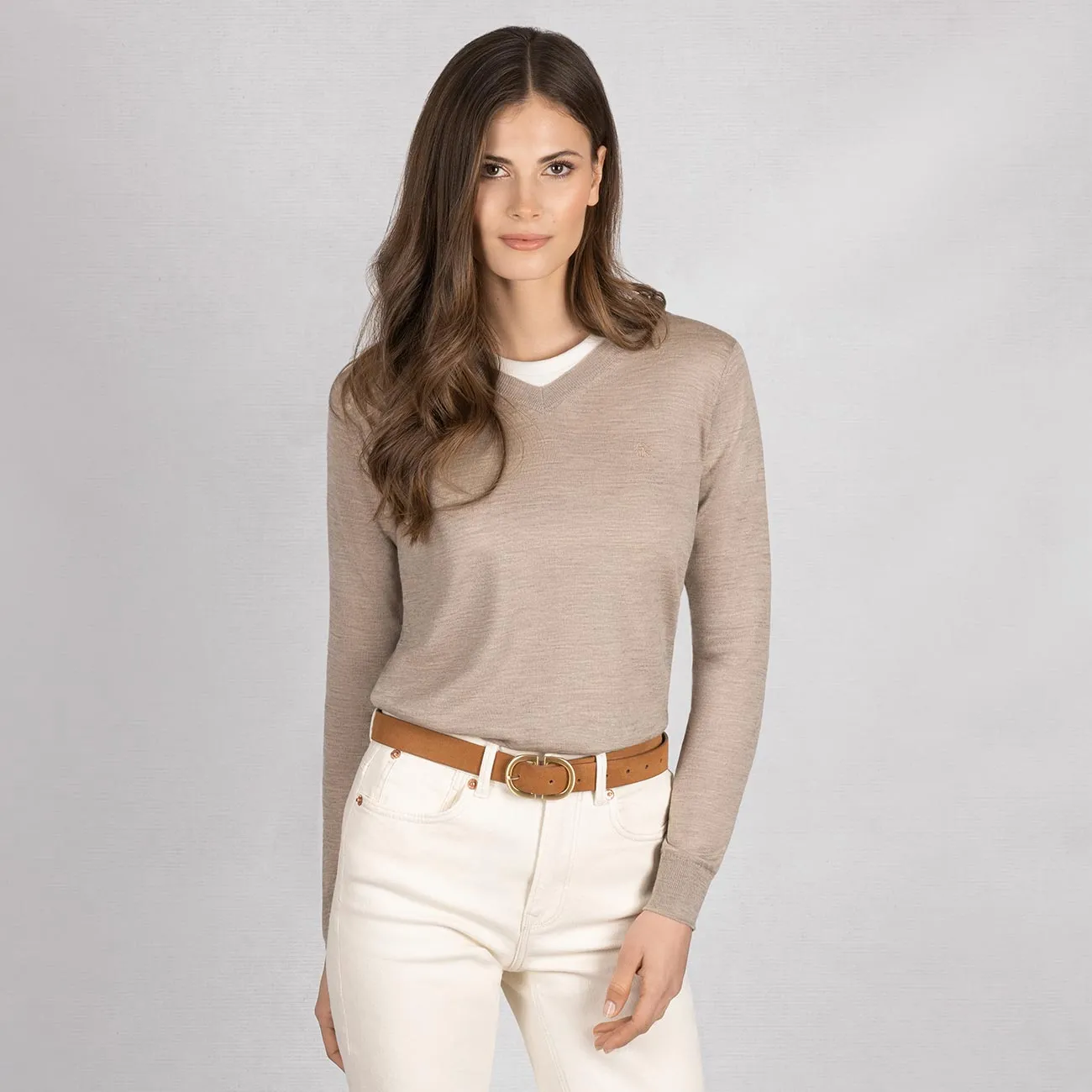 Wool Pullover Light V Neck Women