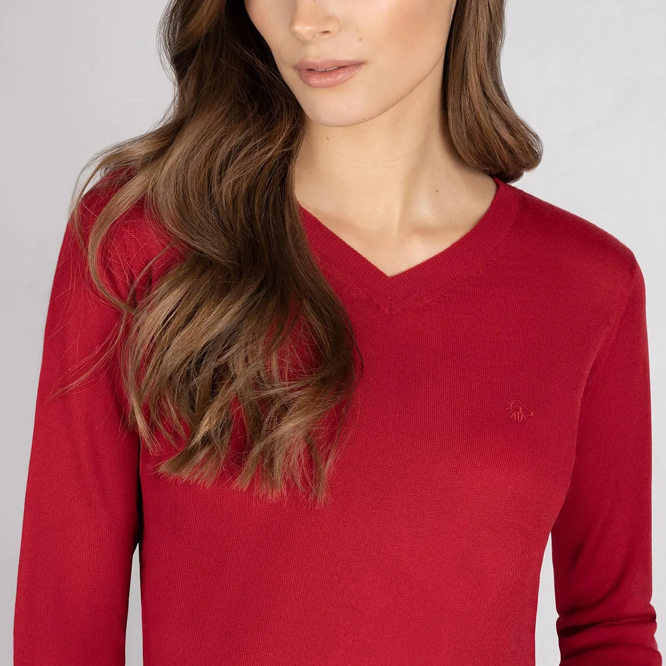 Wool Pullover Light V Neck Women