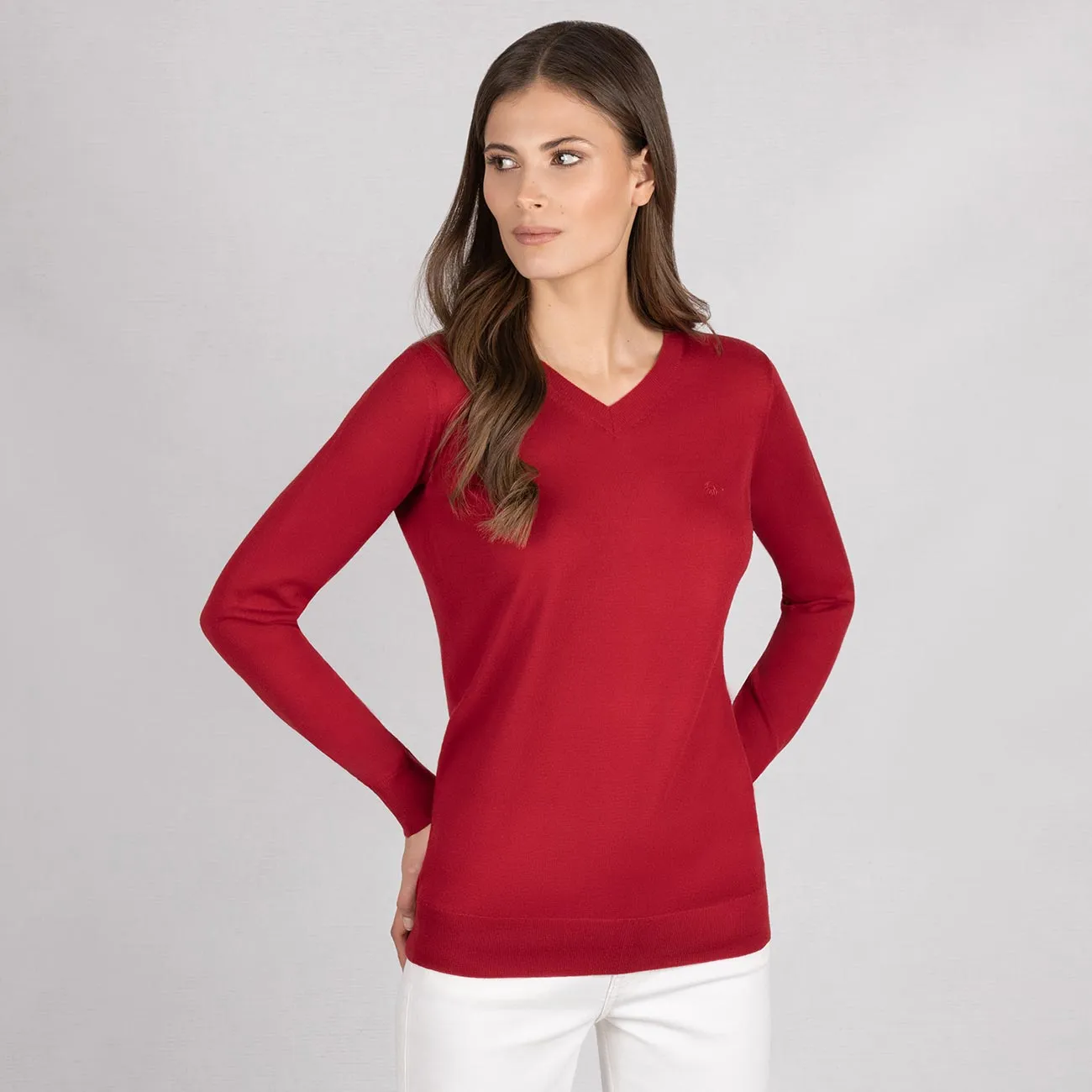 Wool Pullover Light V Neck Women